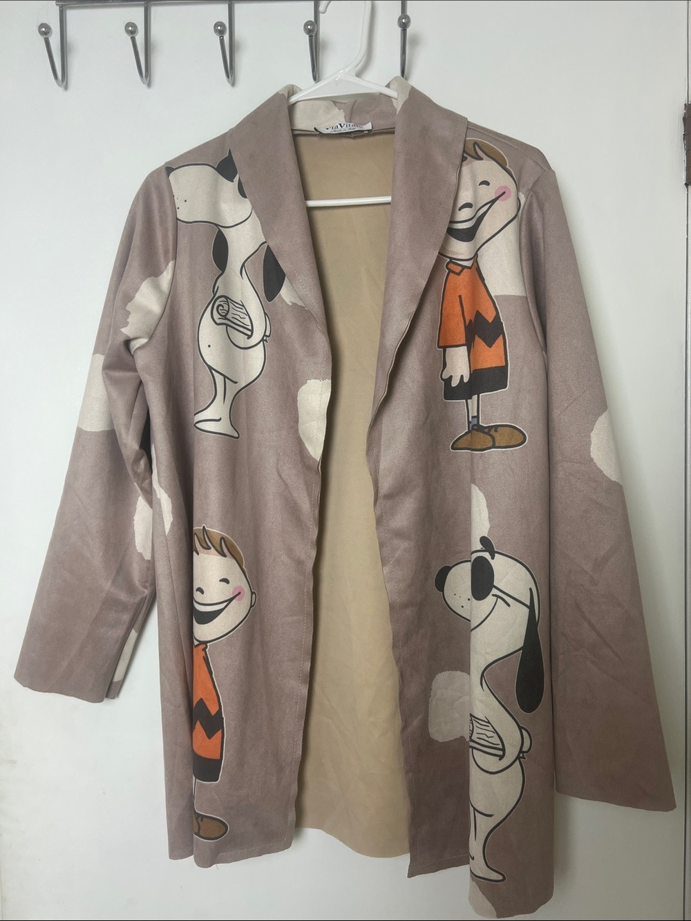 Via Vitale Made in Italy Faux Suede Peanuts Snoopy & Charlie Brown blazer